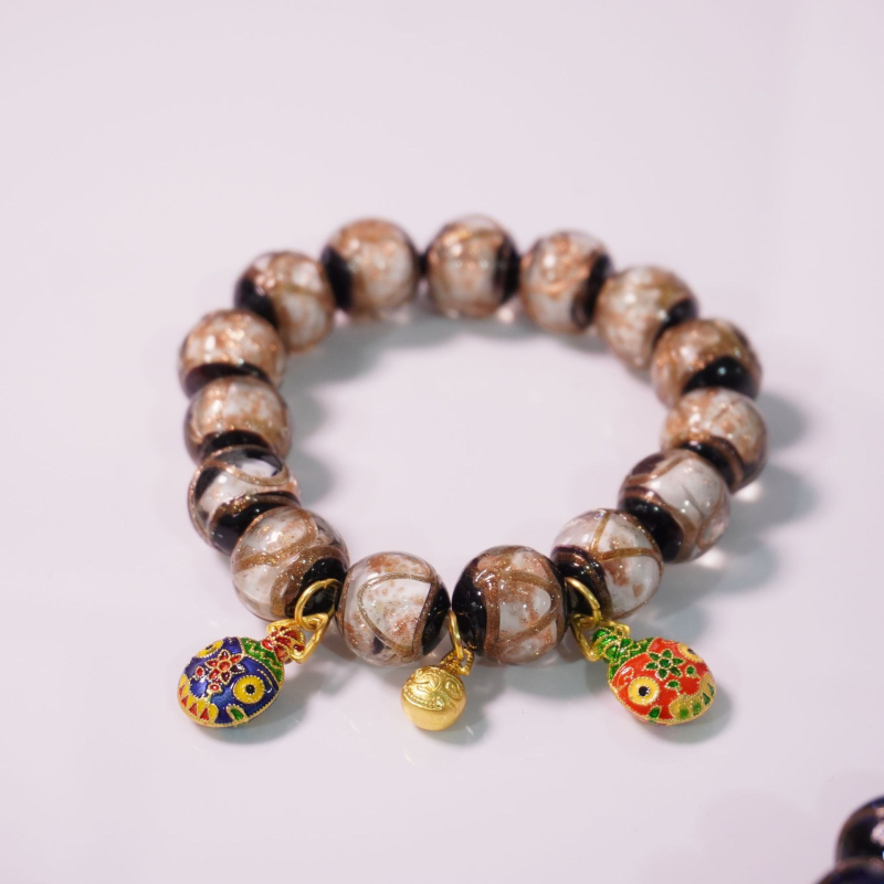 Etno stilā stikla rokassprādžu komplekts, roku darbs, 14 gab., universālais aksesuārs