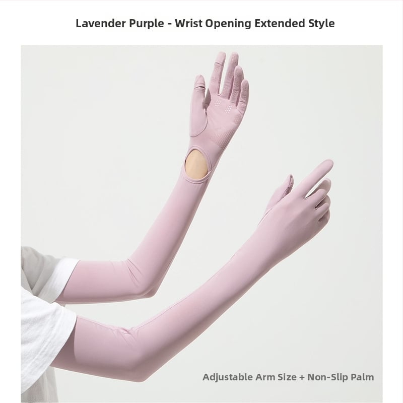 Дълги UV ръкавици от ледено копринено плат — нейлон/ice silk смес с 11–20% спандекс, UV защита, лято 2024