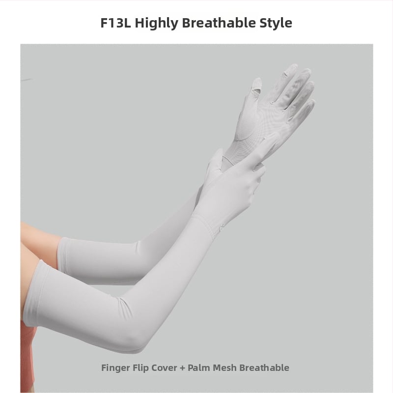 Дълги UV ръкавици от ледено копринено плат — нейлон/ice silk смес с 11–20% спандекс, UV защита, лято 2024