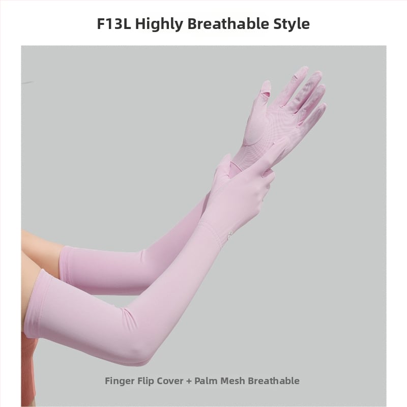 Дълги UV ръкавици от ледено копринено плат — нейлон/ice silk смес с 11–20% спандекс, UV защита, лято 2024