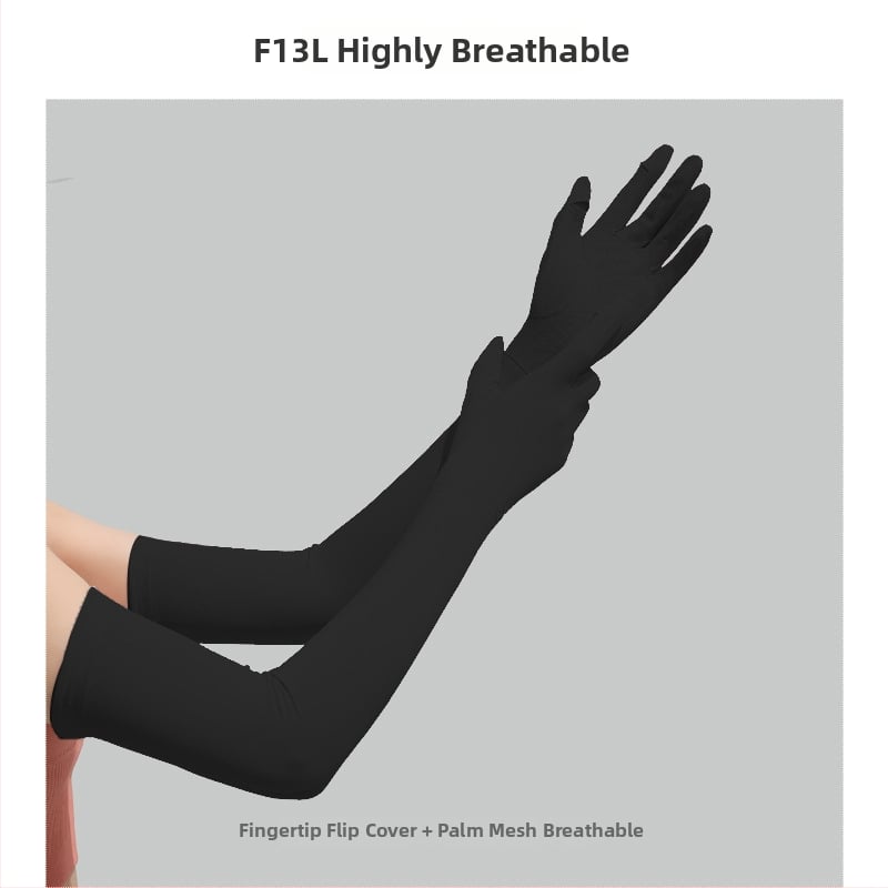 Дълги UV ръкавици от ледено копринено плат — нейлон/ice silk смес с 11–20% спандекс, UV защита, лято 2024