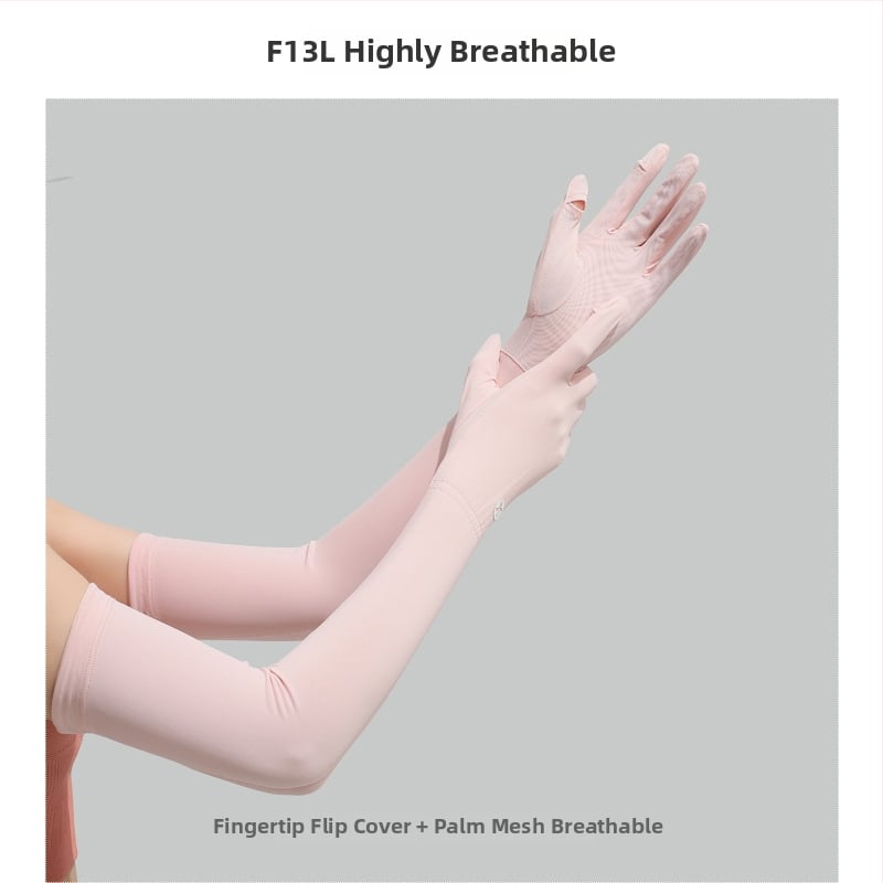 Дълги UV ръкавици от ледено копринено плат — нейлон/ice silk смес с 11–20% спандекс, UV защита, лято 2024