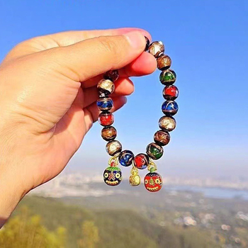 Geometriska stikla rokassprādze, roku darbs, etniska stila, universāla, 18 gab.