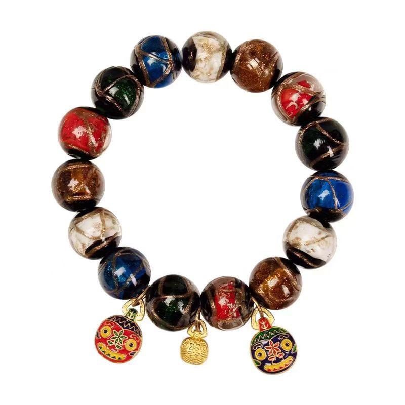 Geometriska stikla rokassprādze, roku darbs, etniska stila, universāla, 18 gab.