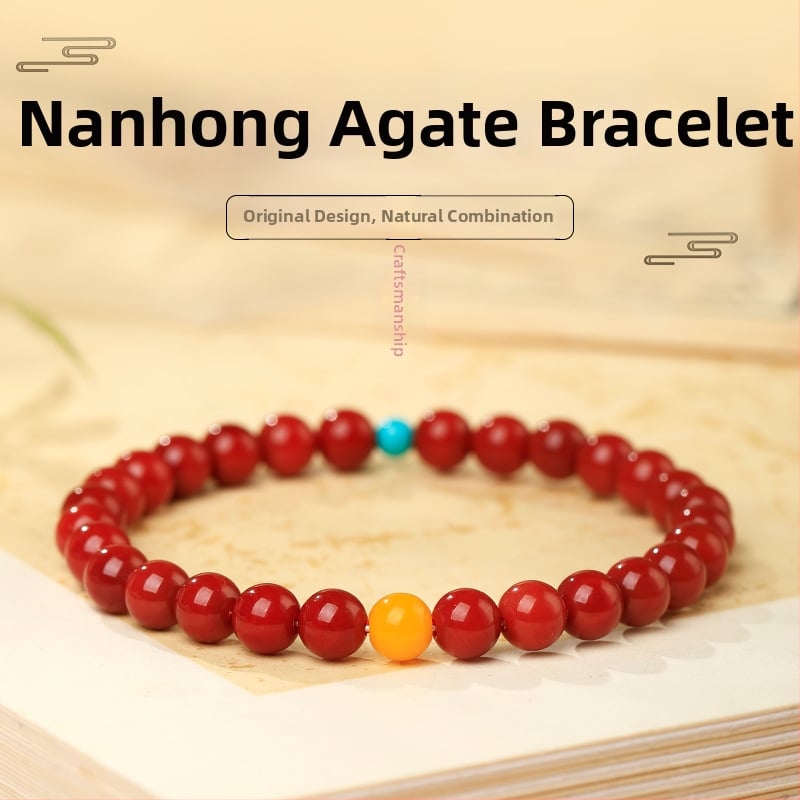 Гривна от южен червен агат — полирана, унисекс, стил свеж и сладък, форми: звезда/геометрична, пролет 2025