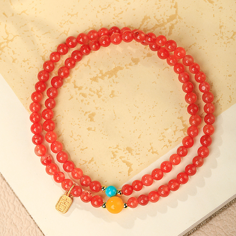 Гривна от южен червен агат — полирана, унисекс, стил свеж и сладък, форми: звезда/геометрична, пролет 2025