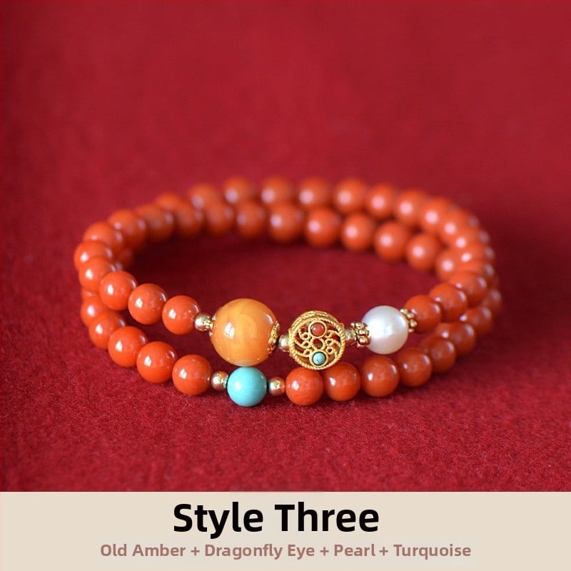 Гривна от южен червен агат — полирана, унисекс, стил свеж и сладък, форми: звезда/геометрична, пролет 2025