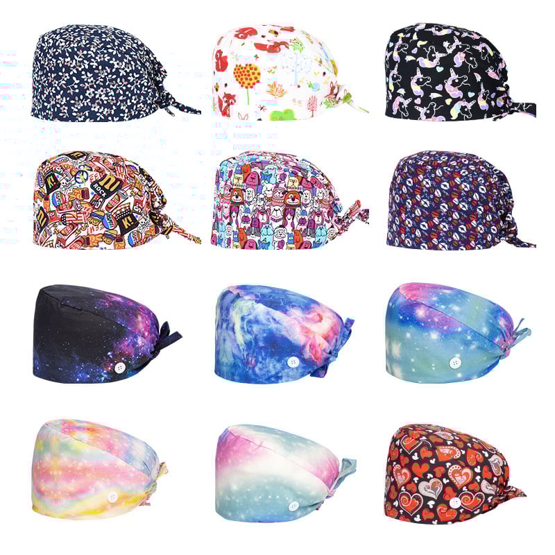 Șapcă chirurgicală cu imprimare digitală mată, cataramă, unisex, bumbac twill, model graffiti