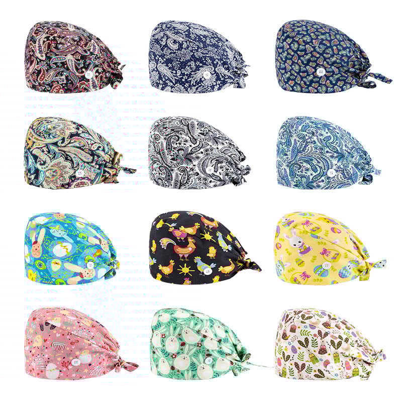 Șapcă chirurgicală cu imprimare digitală mată, cataramă, unisex, bumbac twill, model graffiti