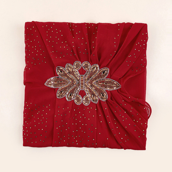 Etninio stiliaus šifono turbanas, paprastas audinys, vientisas mono raštas, siuvinėtas dekoras, pritaikomas