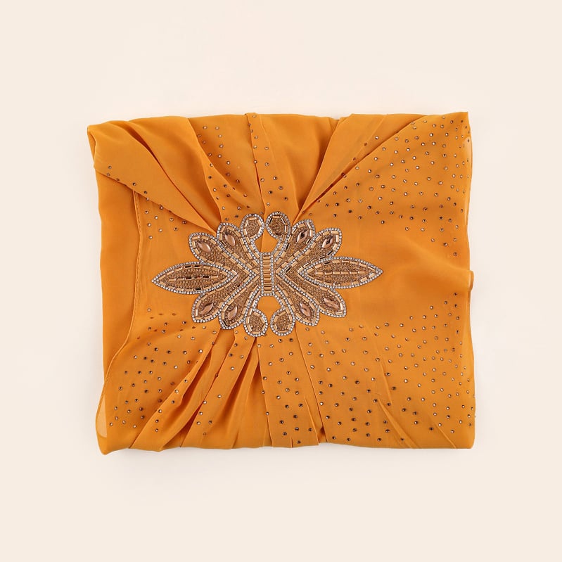 Etninio stiliaus šifono turbanas, paprastas audinys, vientisas mono raštas, siuvinėtas dekoras, pritaikomas