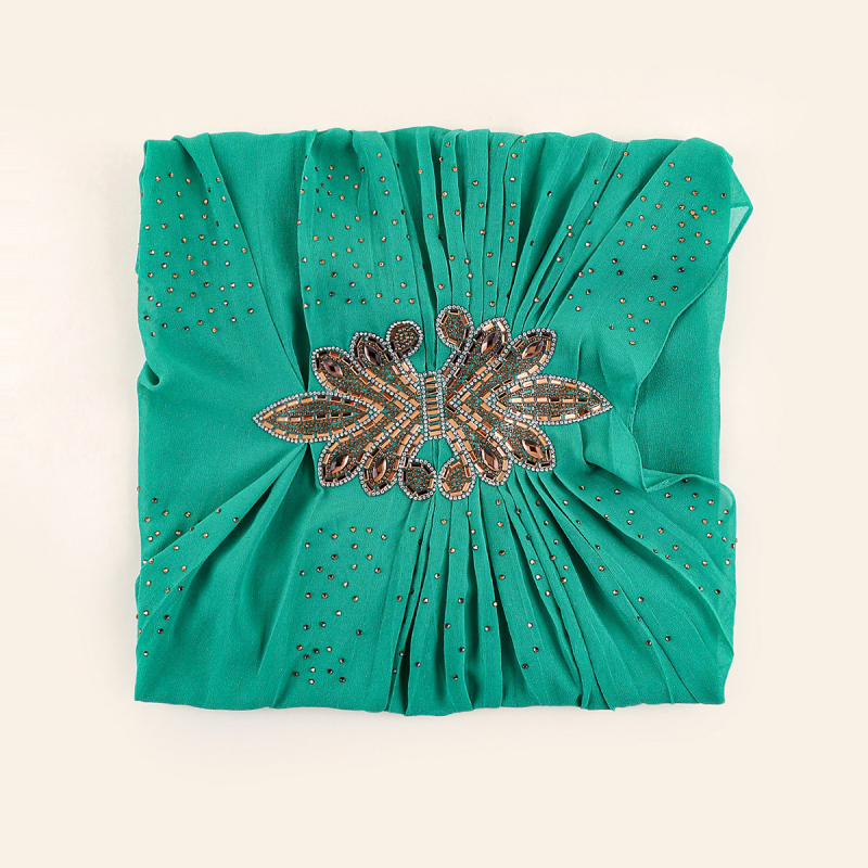 Etninio stiliaus šifono turbanas, paprastas audinys, vientisas mono raštas, siuvinėtas dekoras, pritaikomas