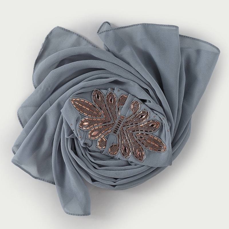 Etninio stiliaus šifono turbanas, paprastas audinys, vientisas mono raštas, siuvinėtas dekoras, pritaikomas