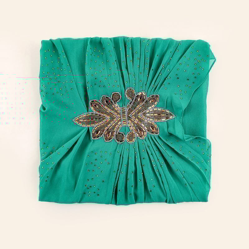 Etninio stiliaus šifono turbanas, paprastas audinys, vientisas mono raštas, siuvinėtas dekoras, pritaikomas