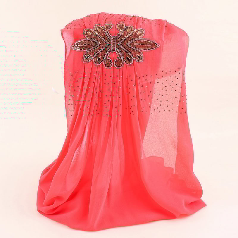 Etninio stiliaus šifono turbanas, paprastas audinys, vientisas mono raštas, siuvinėtas dekoras, pritaikomas