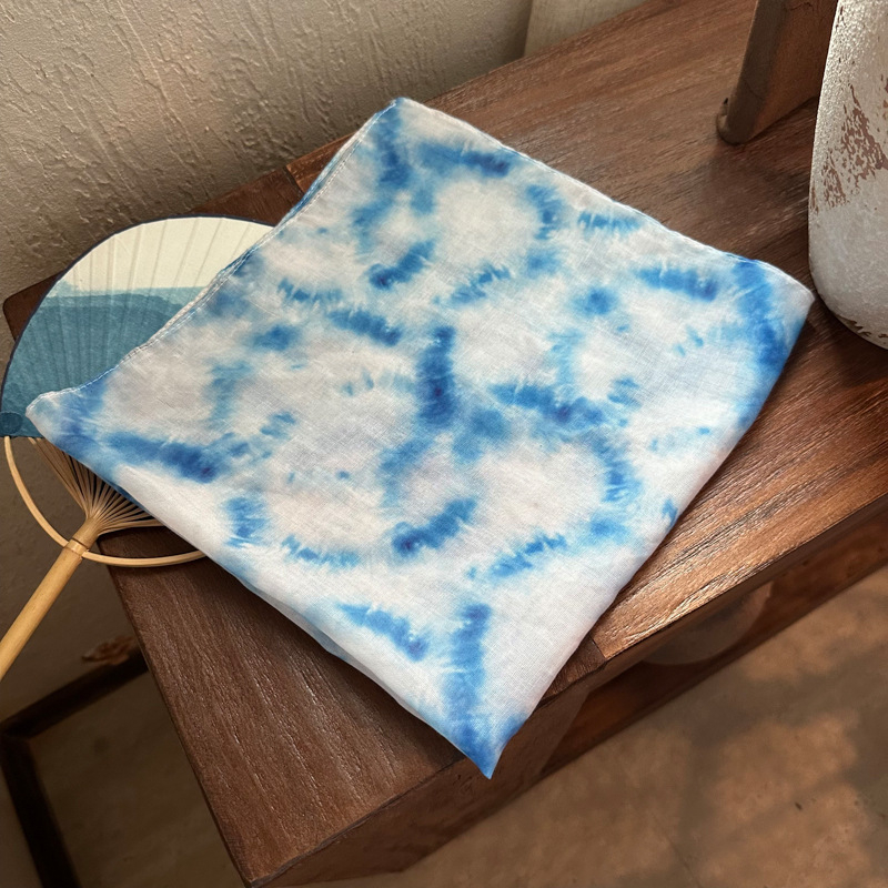 Șal pătrat mic – Tie-Dye, protecție solară, stil INS, țesătură viscoză TR, țesătură simplă (vara 2024)