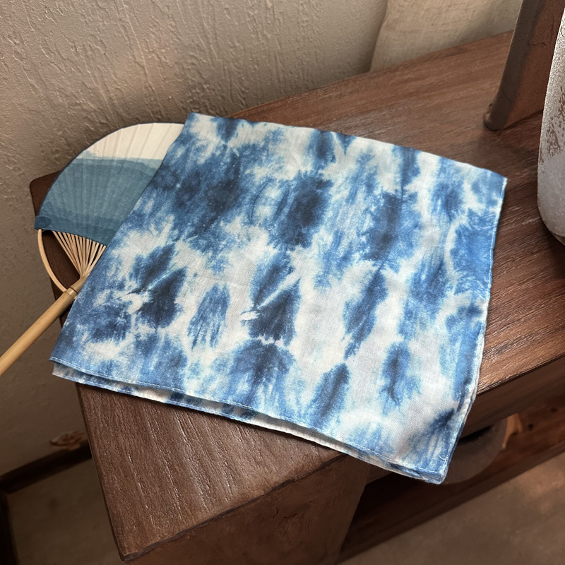 Șal pătrat mic – Tie-Dye, protecție solară, stil INS, țesătură viscoză TR, țesătură simplă (vara 2024)