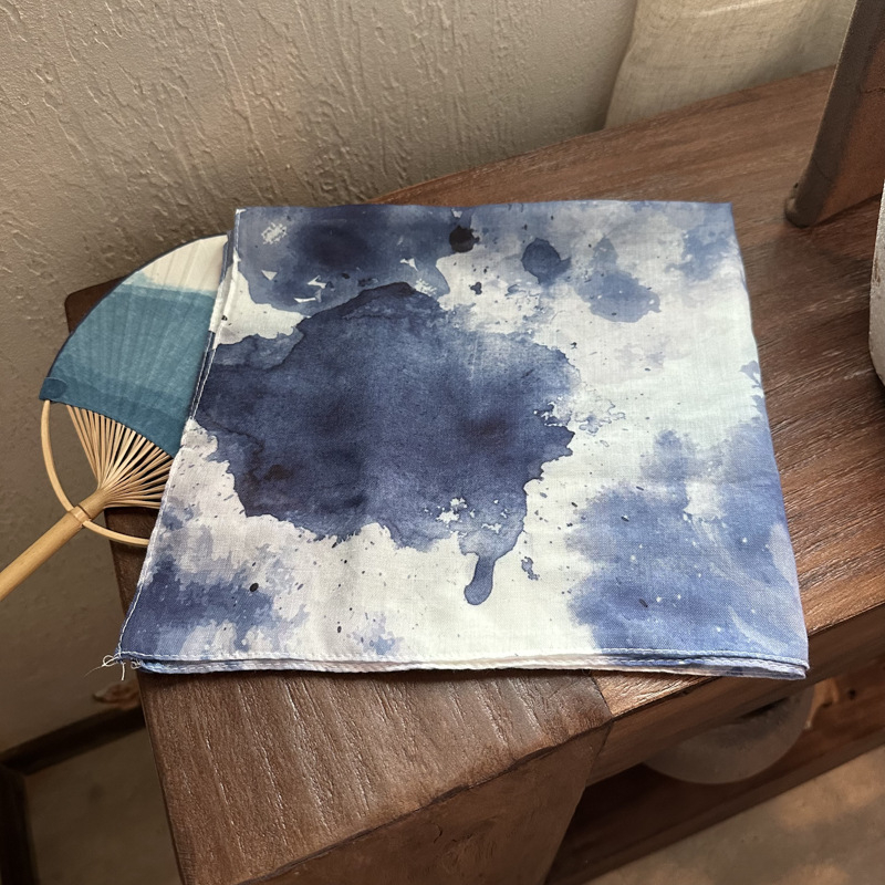 Șal pătrat mic – Tie-Dye, protecție solară, stil INS, țesătură viscoză TR, țesătură simplă (vara 2024)