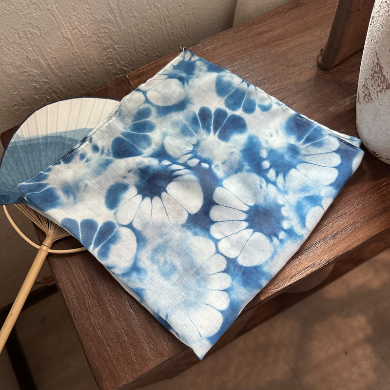 Șal pătrat mic – Tie-Dye, protecție solară, stil INS, țesătură viscoză TR, țesătură simplă (vara 2024)