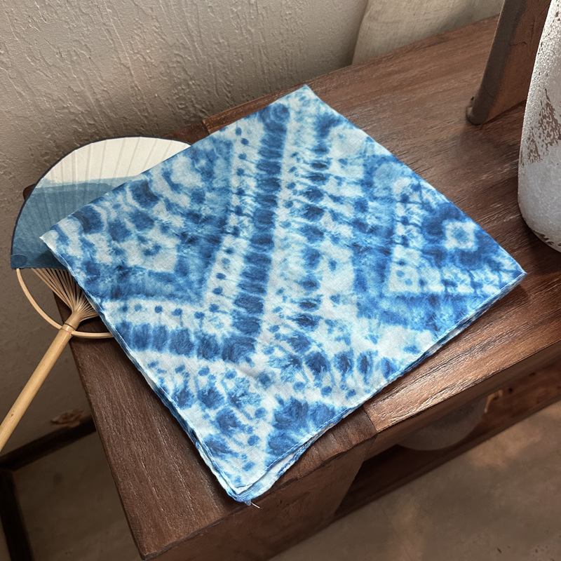 Șal pătrat mic – Tie-Dye, protecție solară, stil INS, țesătură viscoză TR, țesătură simplă (vara 2024)