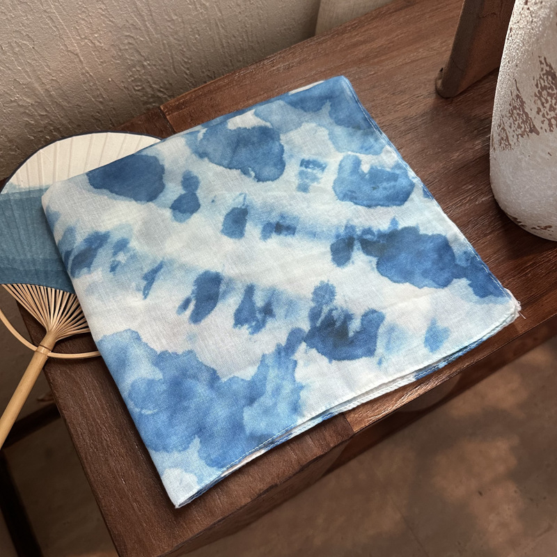 Șal pătrat mic – Tie-Dye, protecție solară, stil INS, țesătură viscoză TR, țesătură simplă (vara 2024)