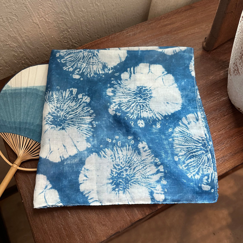 Șal pătrat mic – Tie-Dye, protecție solară, stil INS, țesătură viscoză TR, țesătură simplă (vara 2024)