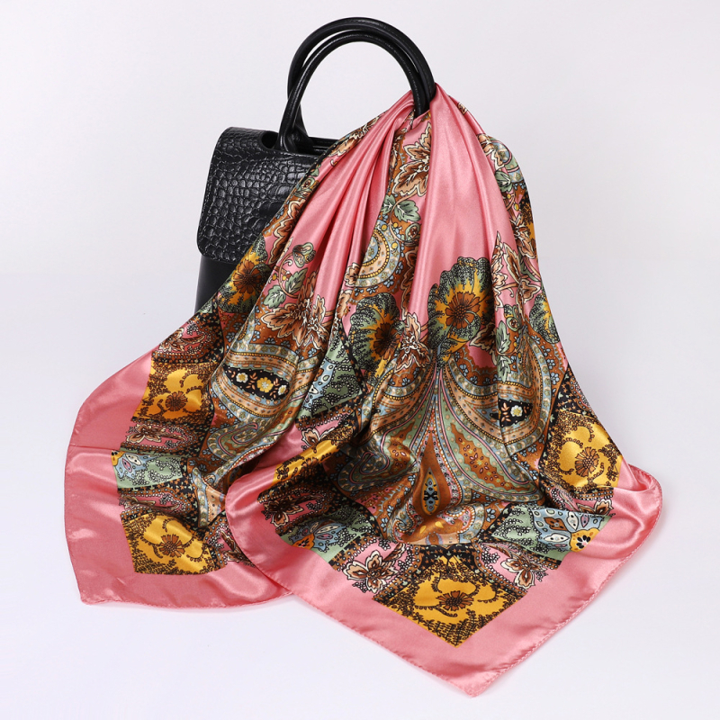 Șal pătrat cu model Paisley, Twill poliester, stil vintage literar, lansare vară 2024