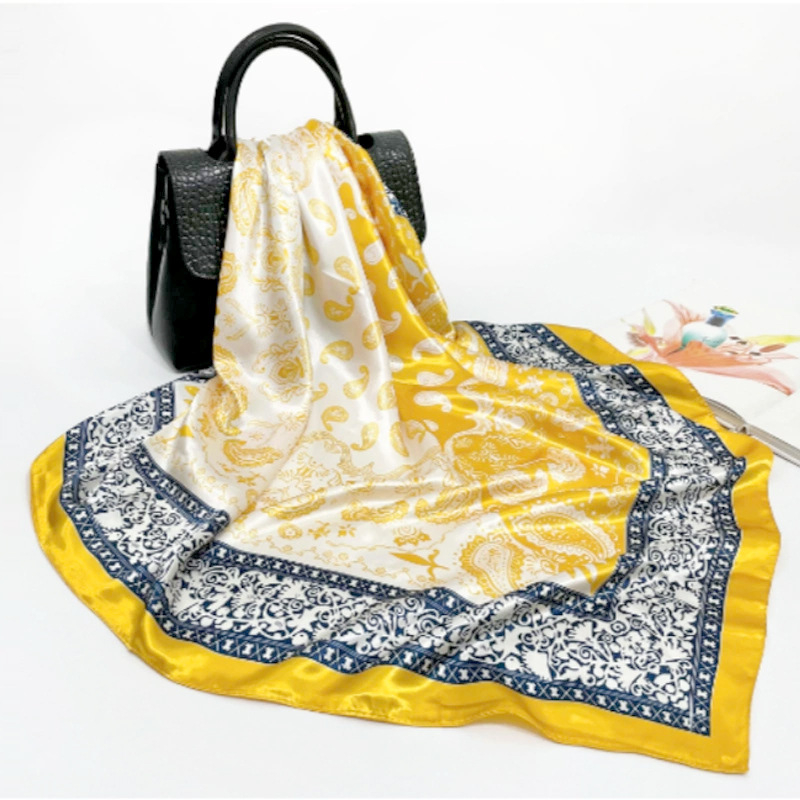 Șal pătrat cu model Paisley, Twill poliester, stil vintage literar, lansare vară 2024