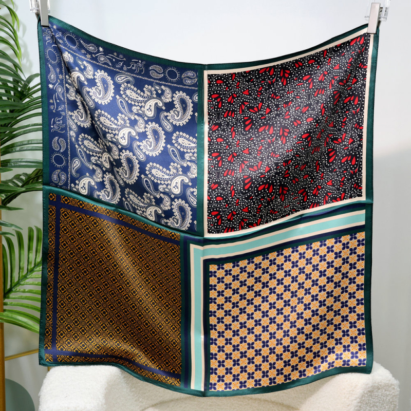 Esarfa de mătase pătrată – imprimeu floral, 100% mătase, lansare toamnă 2024, stil versatil și elegant