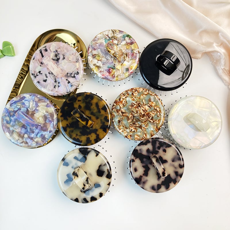 Гребен за коса с въздушна възглавница, материал оцетна киселина, винтидж стил, унисекс, кръгло оформяне, прилагане на масло