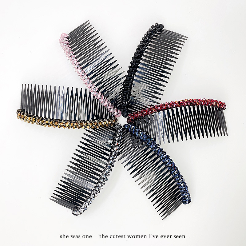 Кристална фиба за коса с розов кварц, геометрична форма, корейски стил, плетена обработка