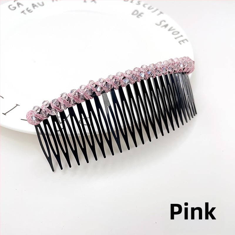 Кристална фиба за коса с розов кварц, геометрична форма, корейски стил, плетена обработка