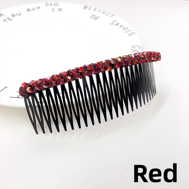 Кристална фиба за коса с розов кварц, геометрична форма, корейски стил, плетена обработка