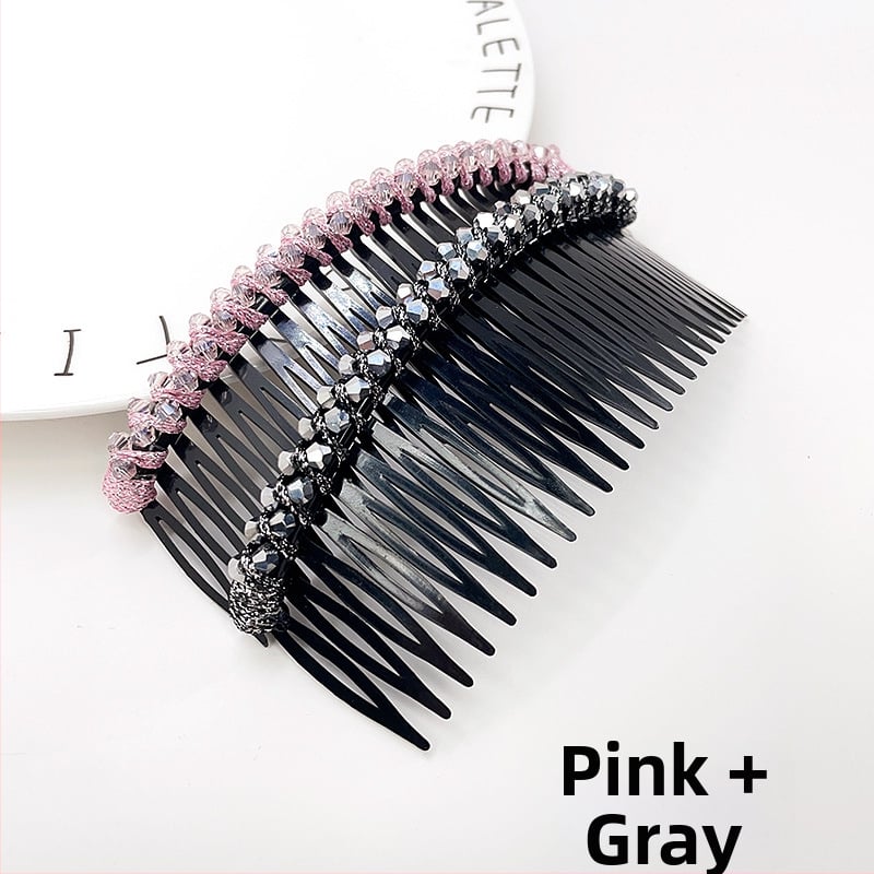 Кристална фиба за коса с розов кварц, геометрична форма, корейски стил, плетена обработка