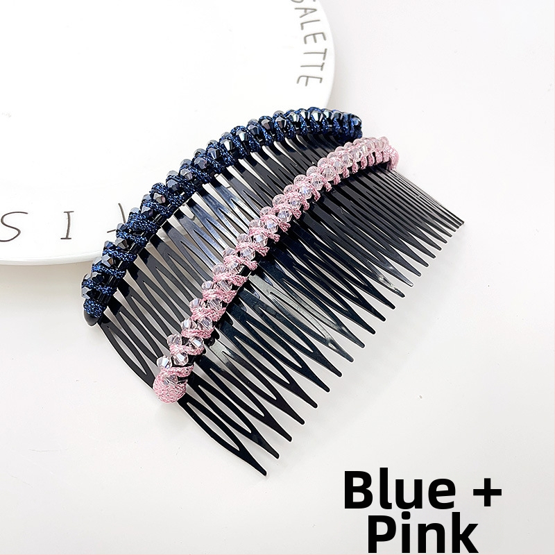 Кристална фиба за коса с розов кварц, геометрична форма, корейски стил, плетена обработка