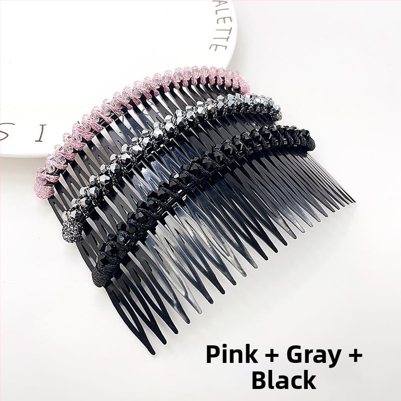 Кристална фиба за коса с розов кварц, геометрична форма, корейски стил, плетена обработка