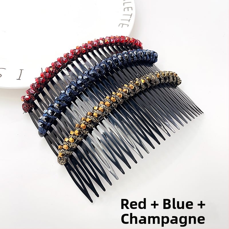 Кристална фиба за коса с розов кварц, геометрична форма, корейски стил, плетена обработка