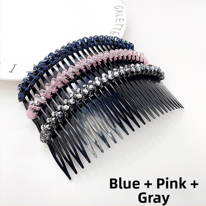 Кристална фиба за коса с розов кварц, геометрична форма, корейски стил, плетена обработка