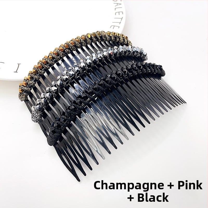 Кристална фиба за коса с розов кварц, геометрична форма, корейски стил, плетена обработка