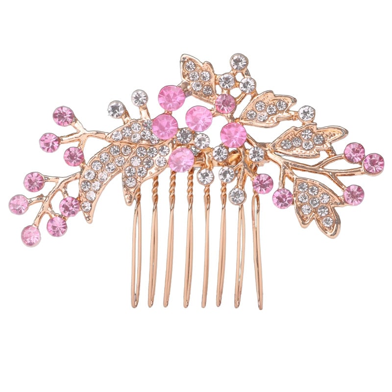 Гребен за коса с цвете – етно стил, женски аксесоар; Материал: сплав; Форма: цвете; Обработка: електроплатиране; Кристали: ринстоун