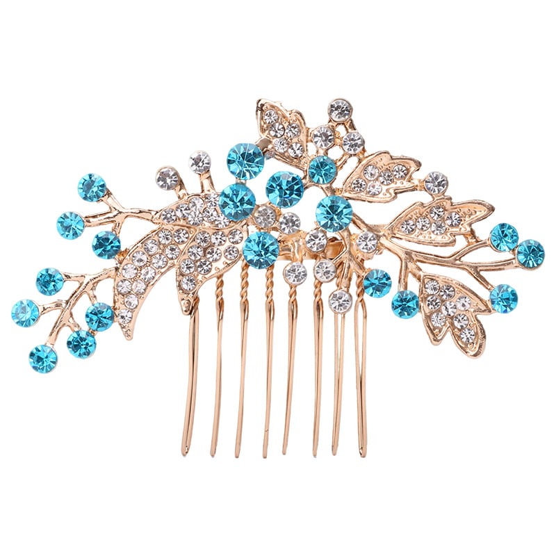 Гребен за коса с цвете – етно стил, женски аксесоар; Материал: сплав; Форма: цвете; Обработка: електроплатиране; Кристали: ринстоун