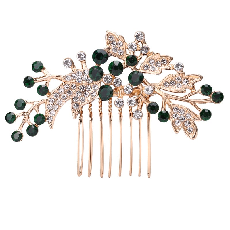 Гребен за коса с цвете – етно стил, женски аксесоар; Материал: сплав; Форма: цвете; Обработка: електроплатиране; Кристали: ринстоун