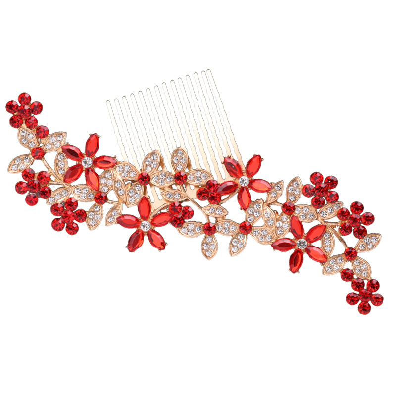 Гребен за коса с цвете – етно стил, женски аксесоар; Материал: сплав; Форма: цвете; Обработка: електроплатиране; Кристали: ринстоун