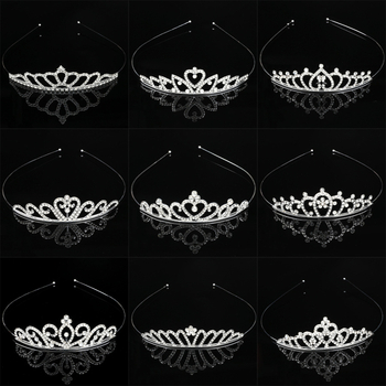 Детски обруч за глава принцеса с кристали, естествен стил, сърцевидна форма, електроплакиране