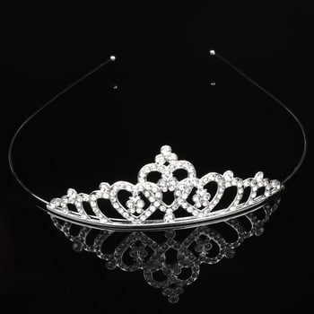 Детски обруч за глава принцеса с кристали, естествен стил, сърцевидна форма, електроплакиране