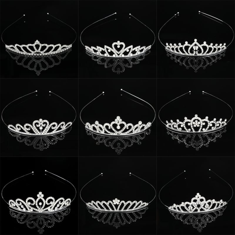 Детски обруч за глава принцеса с кристали, естествен стил, сърцевидна форма, електроплакиране
