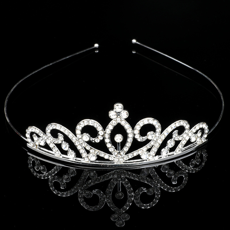 Детски обруч за глава принцеса с кристали, естествен стил, сърцевидна форма, електроплакиране