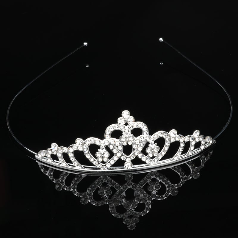 Детски обруч за глава принцеса с кристали, естествен стил, сърцевидна форма, електроплакиране
