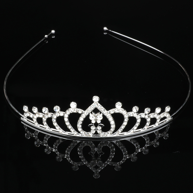Детски обруч за глава принцеса с кристали, естествен стил, сърцевидна форма, електроплакиране