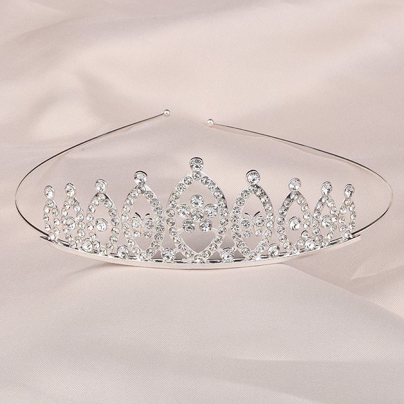 Детски обруч за глава принцеса с кристали, естествен стил, сърцевидна форма, електроплакиране